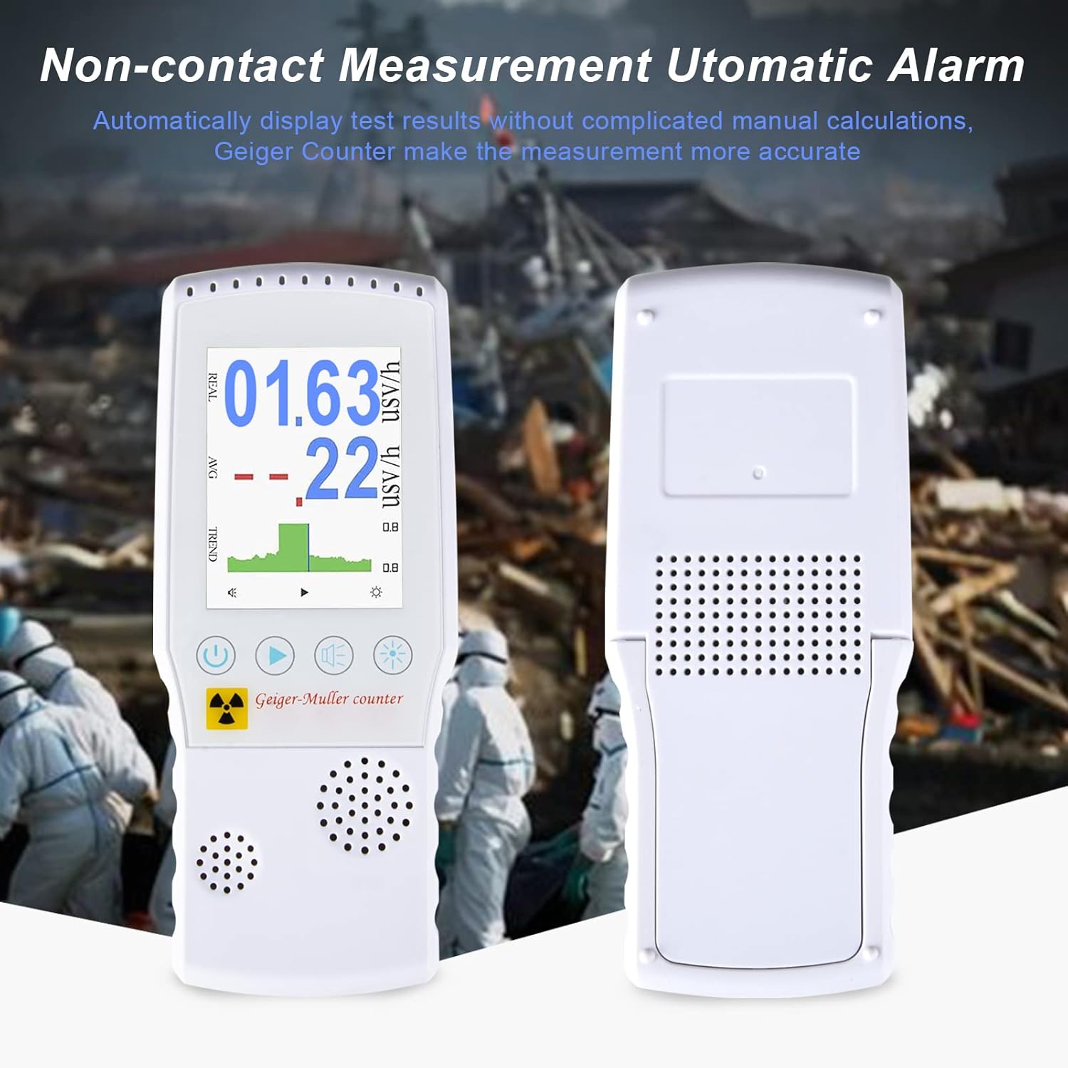 Geiger Counter Nuclear Radiation Detector Beta Gamma X-ray Tester Handheld Portable Dosimeter Monitor Digital Meter Marble Radioactive Alarm Counter High Sensitivity Accuracy Large Screen Dosimeter
