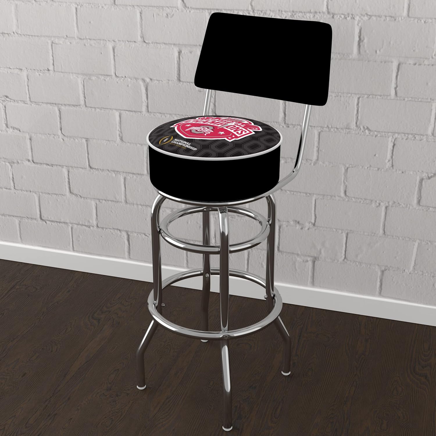 Bar Stool - Ohio State University National Champions Black Stool with Foam Padded Seat and Back - Swivel Chair for Game Room, Garage, or Home Bar by Trademark Gameroom