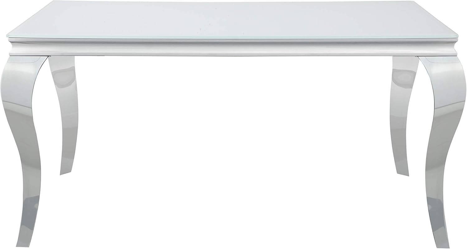 Coaster Home Furnishings Carone Glass Top White and Chrome Dining Table