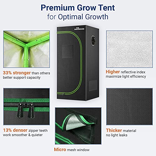 24" x 24" x 60" Complete Grow Tent Kit - 150 Watt HPS Grow Light, Rope Hangers, Fabric Grow Pots, Heat & Humidity Monitor, Electronic Timer & More - Easy Indoor Setup Grow Kits