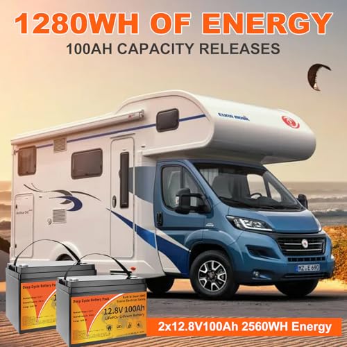 12V 100Ah LiFePO4 Lithium Battery, Group 31 Low-Temp Protection LiFePO4 Battery Built-in Smart BMS, 8000+ Deep Cycles 1280Wh Rechargeable 100A Battery Waterproof for Solar, Home, RVs (12V)