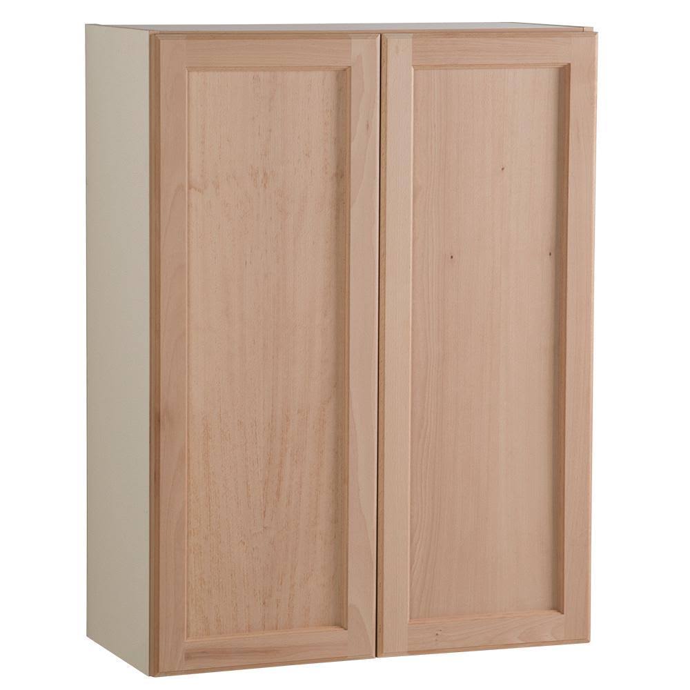 Hampton Bay Easthaven Shaker Assembled 27x36x12 in. Frameless Wall Cabinet in Unfinished Beech