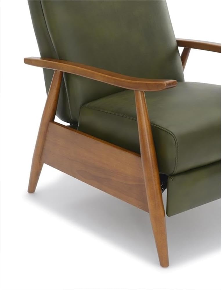 Solaris Fern Green Faux Leather Wood Arm Push Back Recliner
