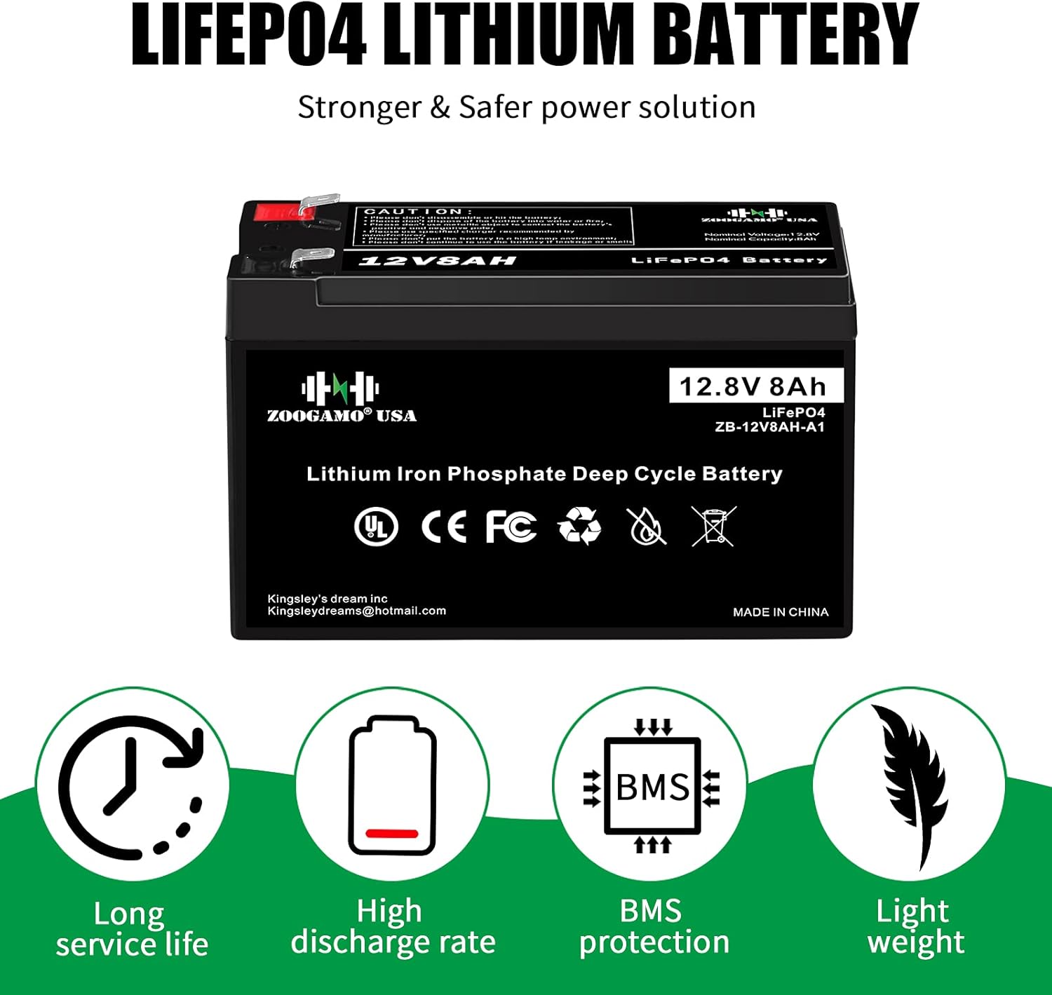 ZOOGAMO 12V 300Ah Lithium LiFePO4 Deep Cycle Rechargeable Battery with Built-in BMS, 3000+ Cycles & 10-Year Lifetime, Perfect for RV, Solar, Marine, Overland, Off-Grid Applications (12V-300AH)