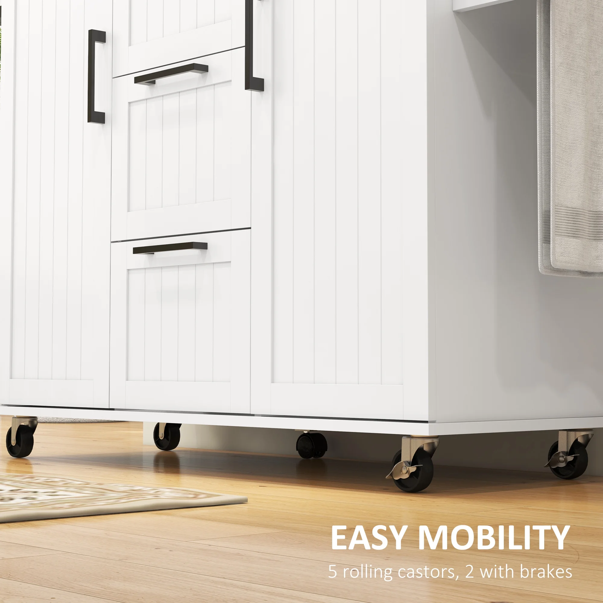 HOMCOM Kitchen Island on Wheels, Kitchen Cart with Drop Leaf, White