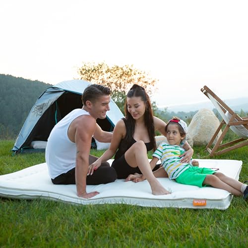 WoW 100% Organic Cotton Futon Mattress for Back Pain 3.5" | Japanese Floor Mattress | Shikibuton Sleeping Pad | Memory Foam Guest Bed for Floor | Kids Play Mat | Foldable & Portable Roll Up | Firm