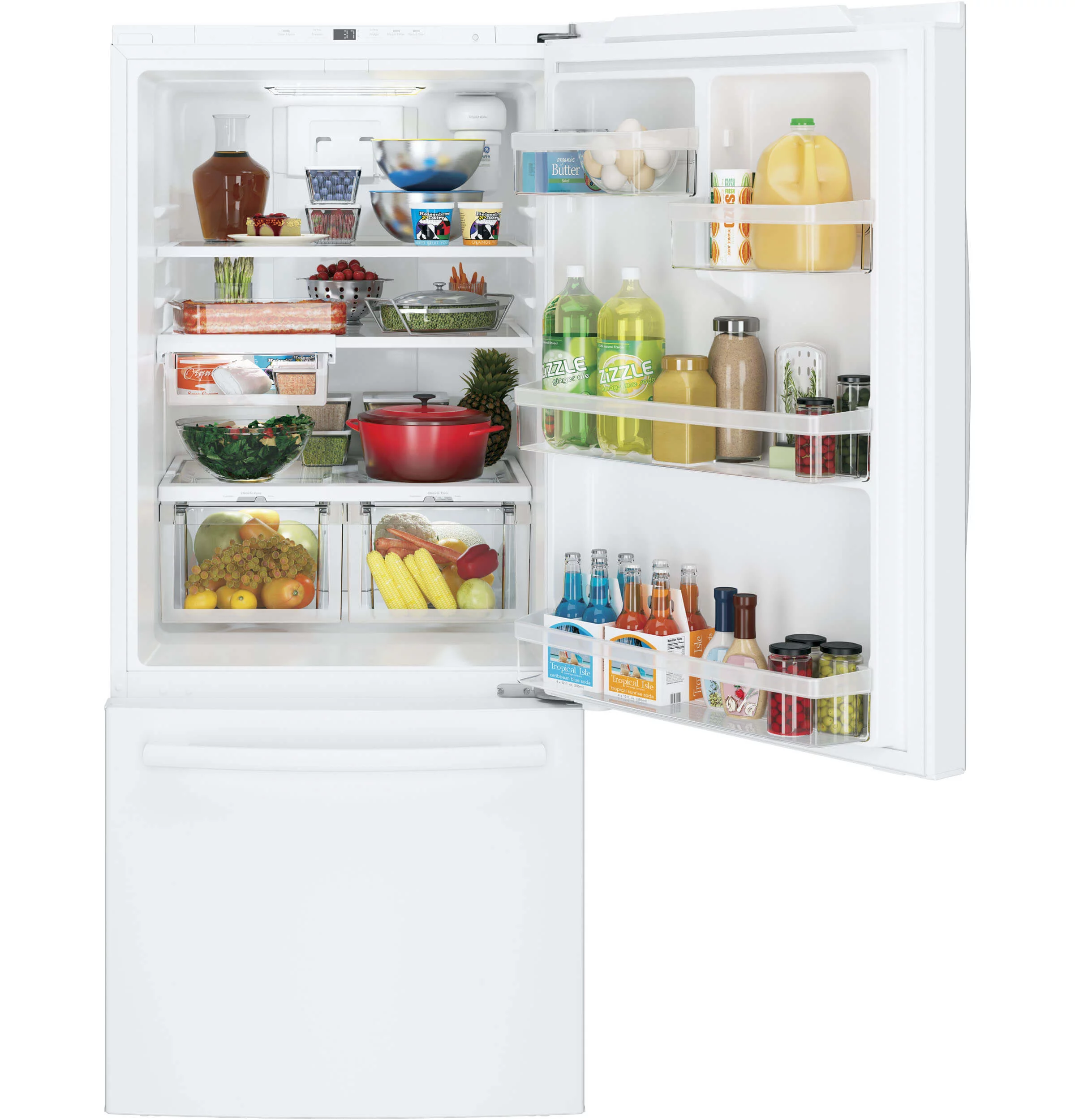 GE Appliances GDE21EGKWW 30 Inch Bottom Freezer Refrigerator White