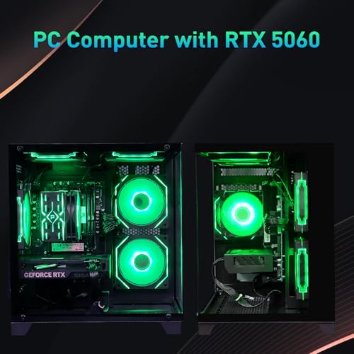 Gaming PC Desktop Computer,Intel Core i5 13400F,RTX 5060 8G,32GB DDR4 RAM 1TB SSD,ARGB Fan,Prebuilt Computer Tower for Gaming and Office