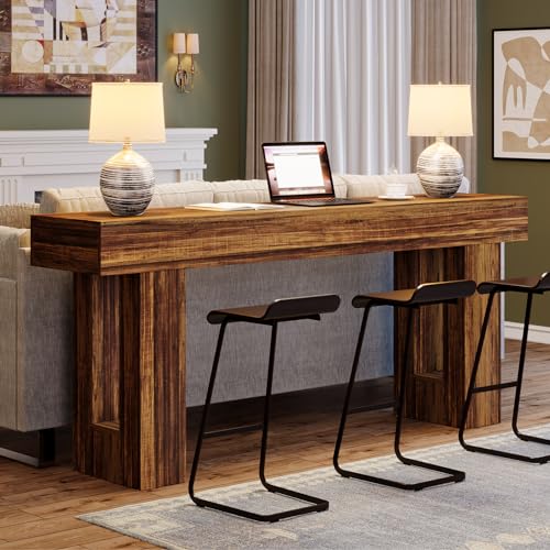 Tribesigns 63-Inch Long Console Table, Farmhouse Wooden Sofa Table Behind The Couch, Narrow Entryway Table for Entrance, Hallway, Living Room (Rustic Brown)