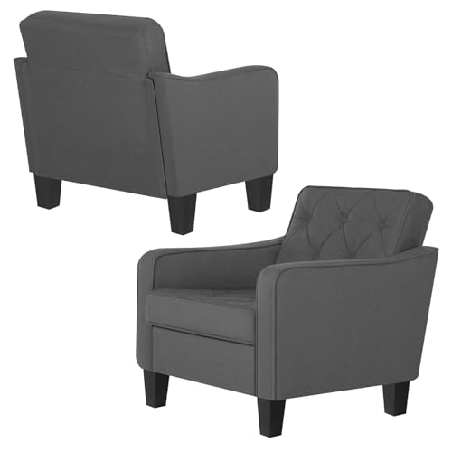 STHOUYN Living Room Chairs Accent Chairs Set of 2, Waiting Room Arm Chairs, Reading Chairs for Bedroom Comfy Club Chair Tufted, Office Small Space (1, Blue)
