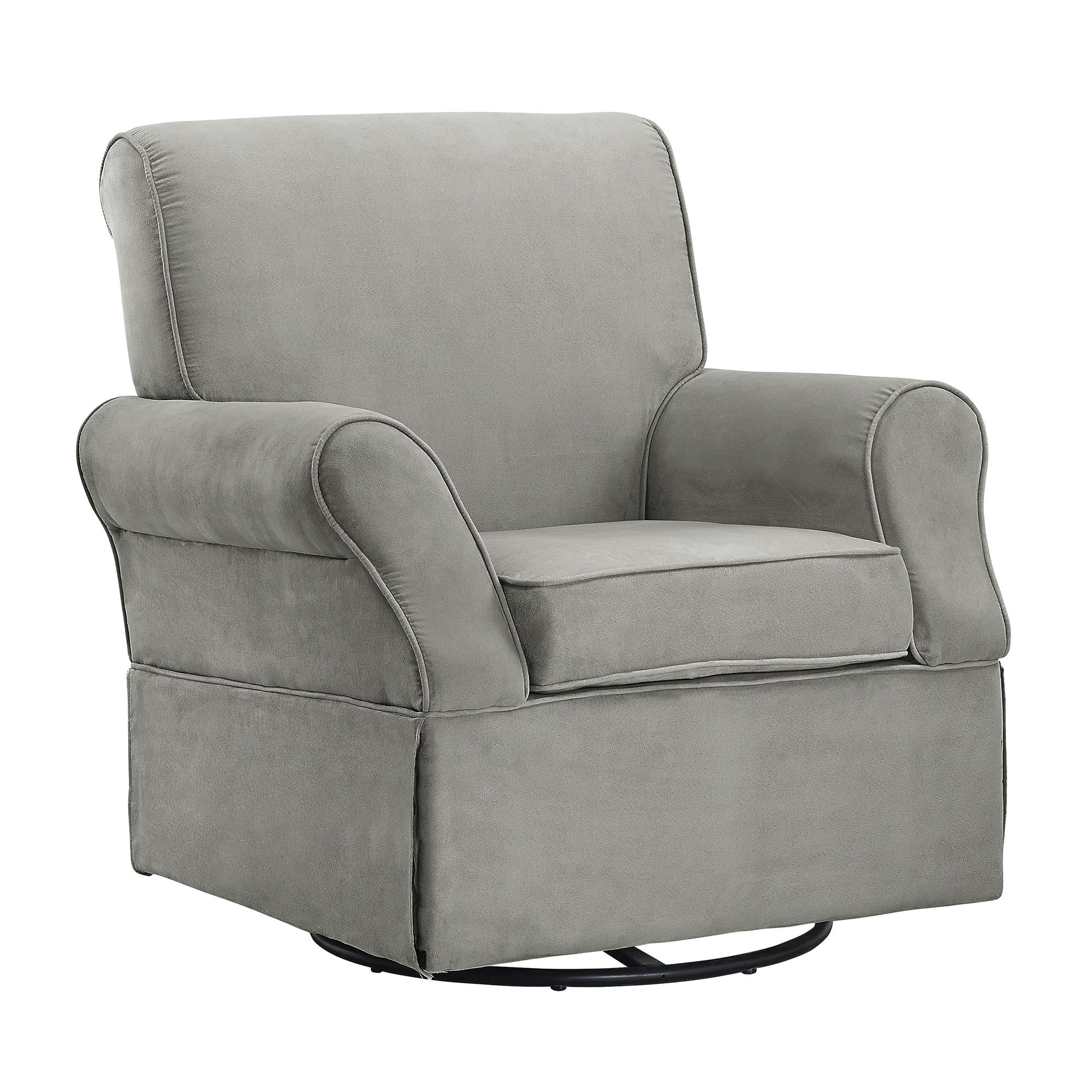 Baby Relax Kelcie Swivel Glider Chair & Ottoman Nursery Set, Gray Microfiber