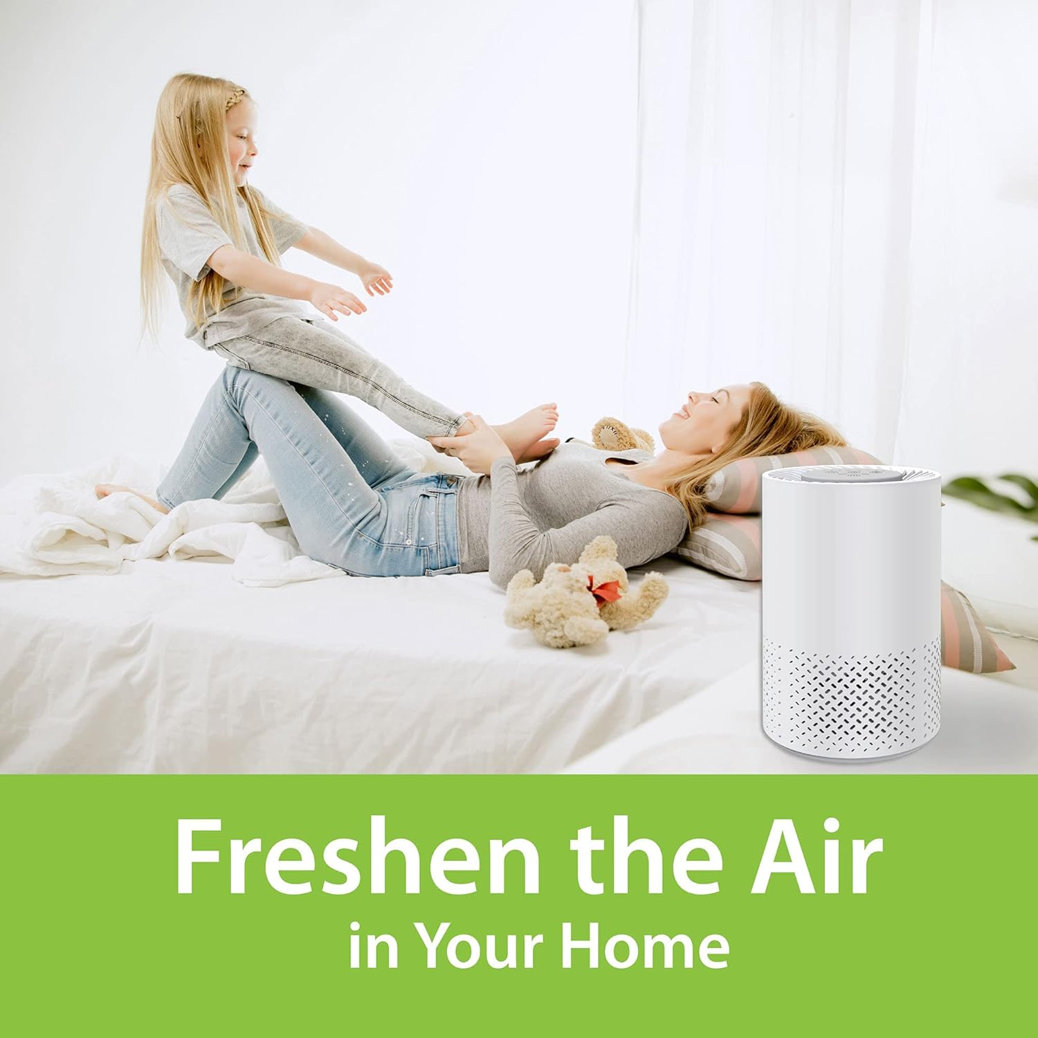 InvisiClean Stella 5 in 1 Air Purifier - H13 True HEPA, UV Light, Ionizer, Carbon Filter, Prefilter - Air Purifier for Allergies & Pets, Viruses, Bacteria, Home, Large Rooms, Dust, Mold, Allergens, Smoke, Odor Elimination Model: IC-2010