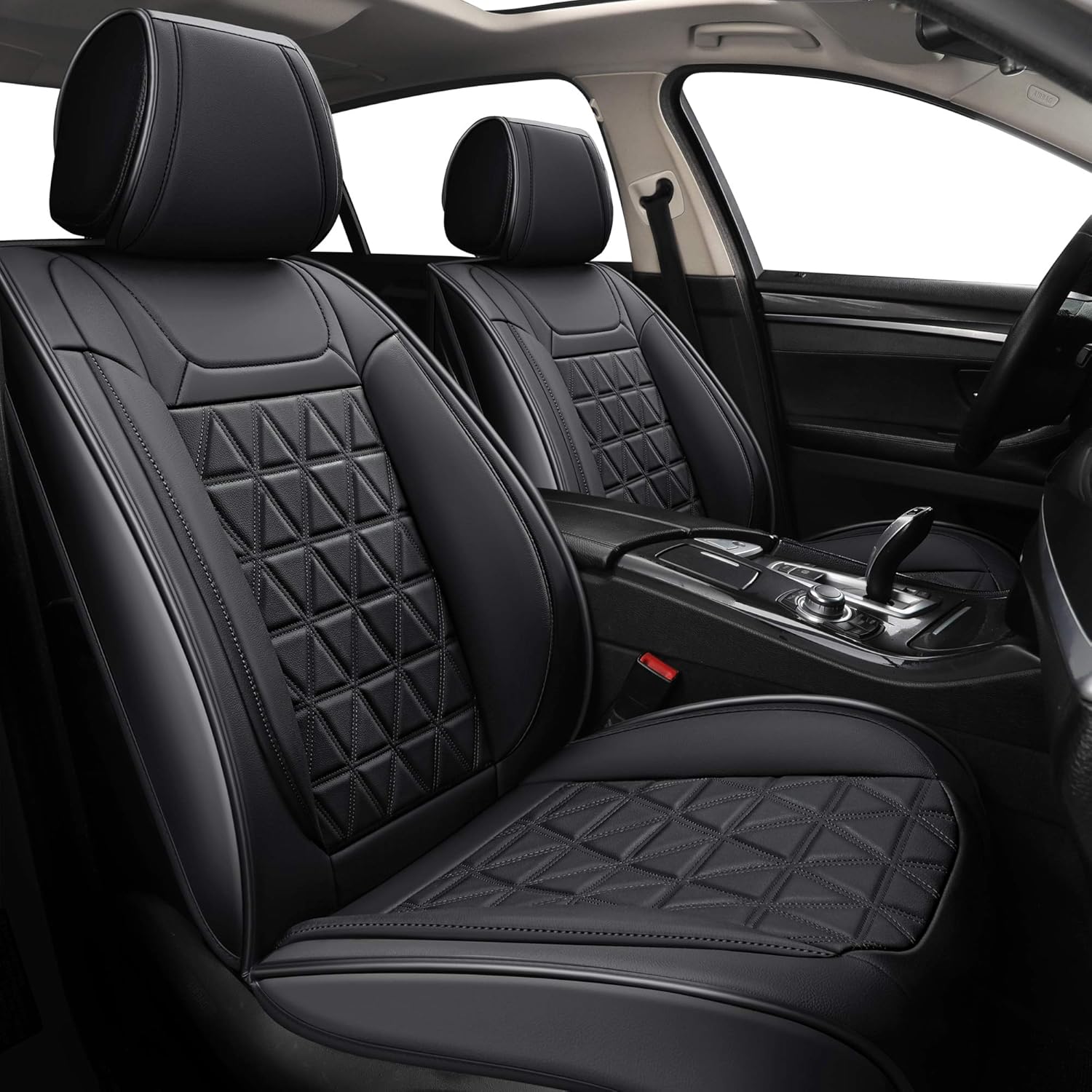 YUHCS Full Set Car Seat Covers - Faux Leather Non-Slip Vehicle Cushion Cover, Waterproof Car Seat Protectors Automotive Interior Accessories for Most SUV Cars Pickup Truck Brown