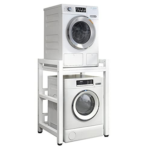 Laundry Space with Stackable Washer and Dryer Stand - 400KG Portable Rack for Over Washer Storage - Adjustable Front Load Kit