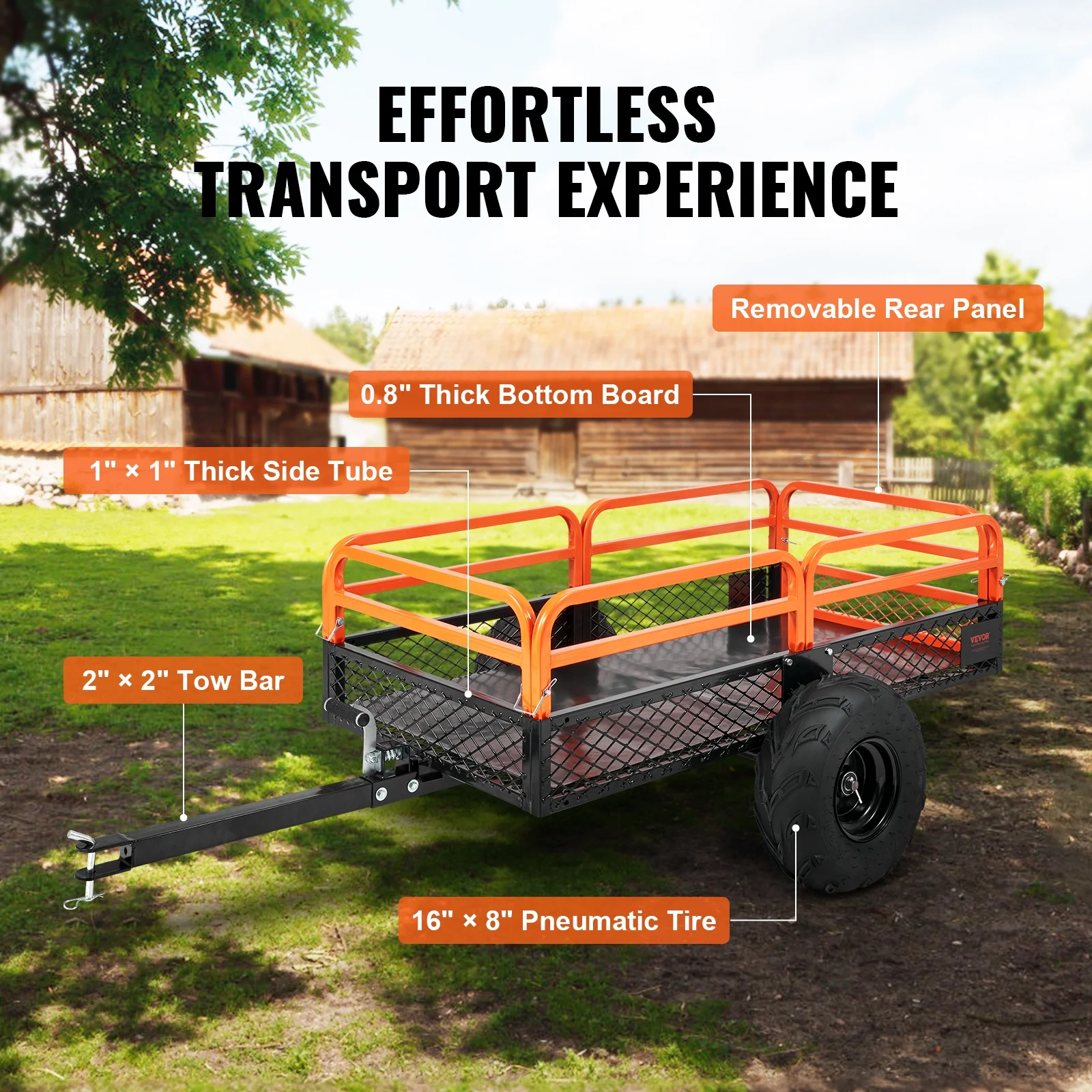SKYSHALO Cu. Ft. Steel Construction Dump Trailer Tow Behind Dump Cart 1500 lbs 15