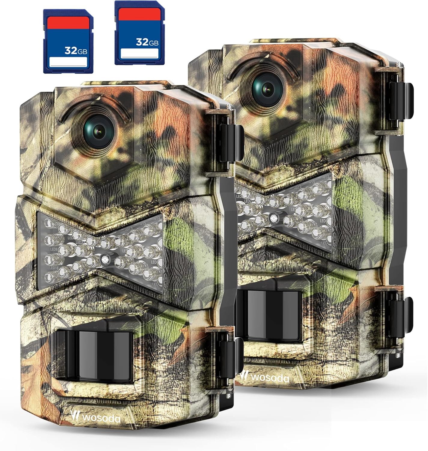 WOSODA【2 Pack】 Trail Game Camera, 16MP 1080P Waterproof Hunting Scouting Cam for Wildlife Monitoring with Night Vision LY123 (2 Pack)
