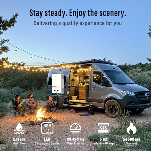 Propane Water Heater Tankless, 10L Portable Water Heater, 2.6GPM Portable Hot Water Heaters with Multi-Protection, Instant Camping Water Heaters for Camping, Outdoors Shower, RV Shower, White
