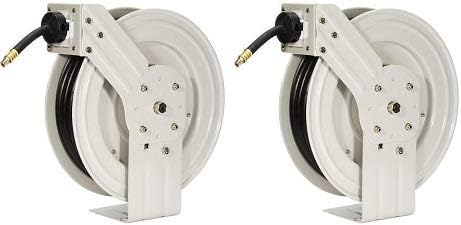Primefit HRRUB380503 Industrial Grade Retractable Air Hose Reel with 50-Foot Rubber Air Hose