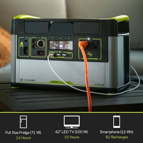 Goal Zero Yeti 1000 Core Portable Power Station, 1,000 W, Solar-Powered Generator (Solar Panel Not Included), USB-A/USB-C Ports and AC Outlets, Power for Camping