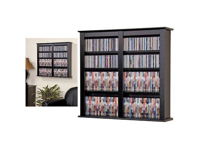 Prepac Double Floating Media Wall Storage Shelf, Black