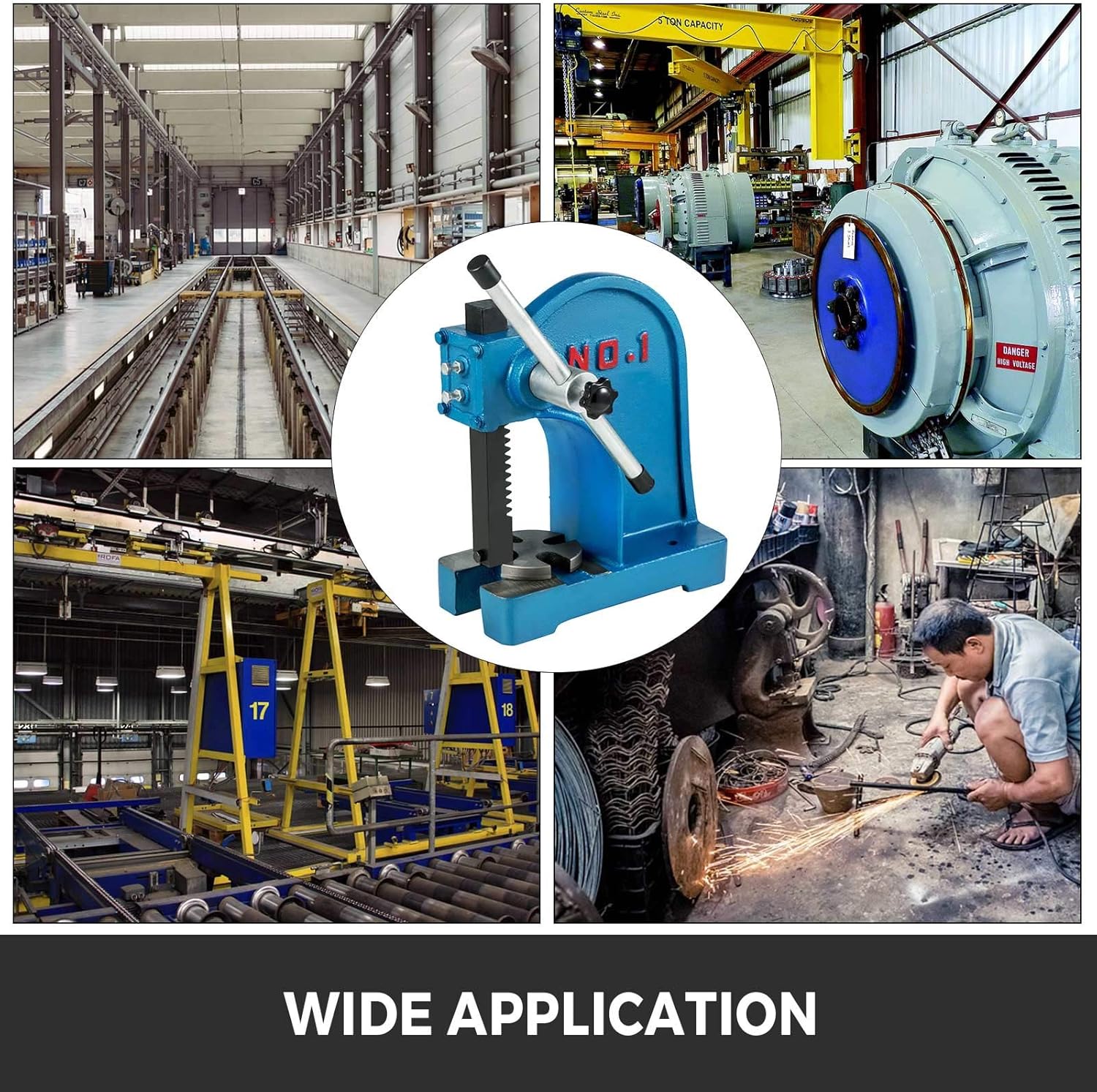 BestEquip Manual Arbor Press 1 Ton, Heavy Duty Arbor Press with 4-5/8 Inch Maximum Height, Manual Desktop Arbor Press Cast Iron Material, for Riveting Punching Holes