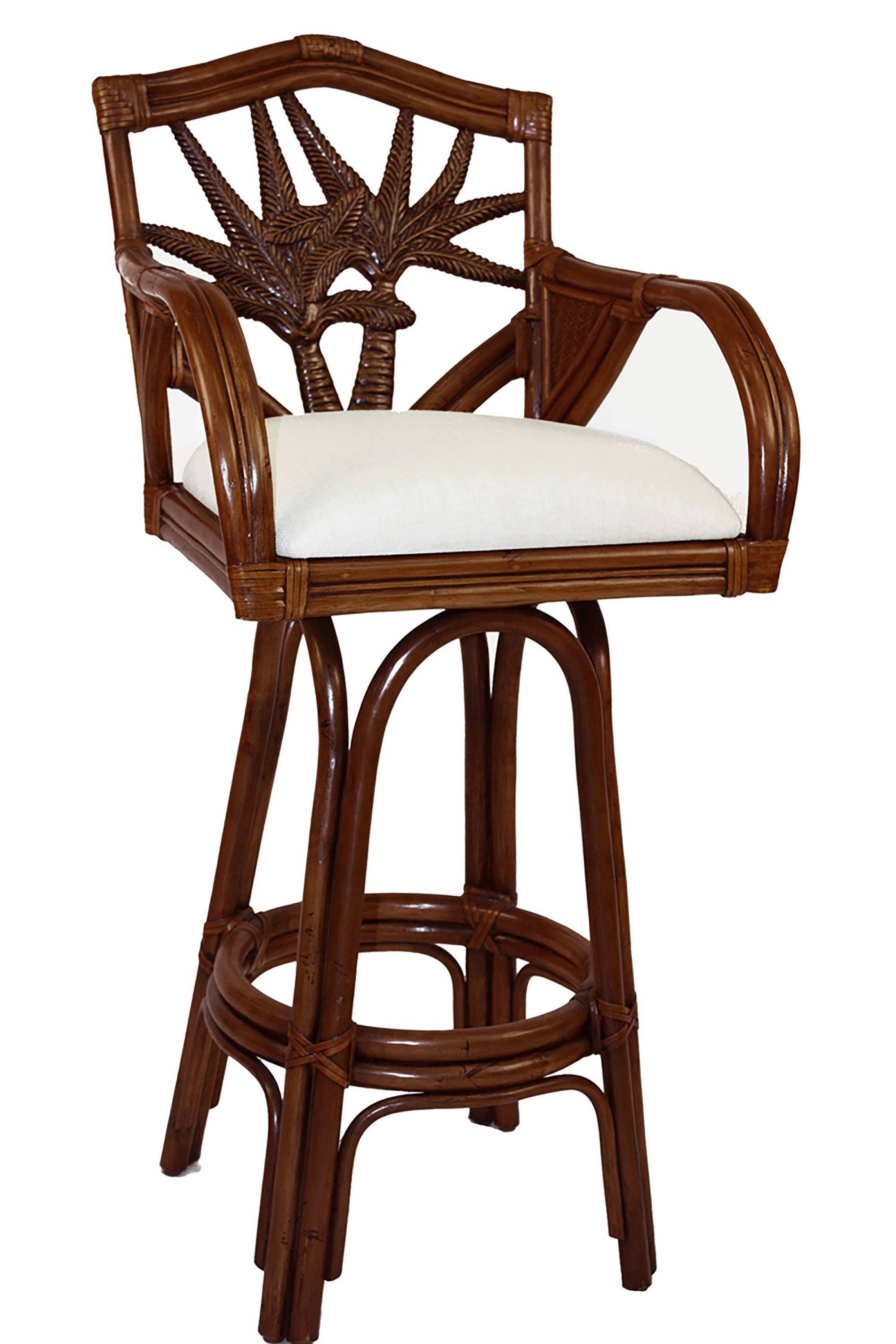 Cancun Palm Indoor Swivel Rattan u0026 Wicker 30x22 Barstool in TC Antique Finish - Hospitality Rattan Home 401-6179-TCA-B/SU-71