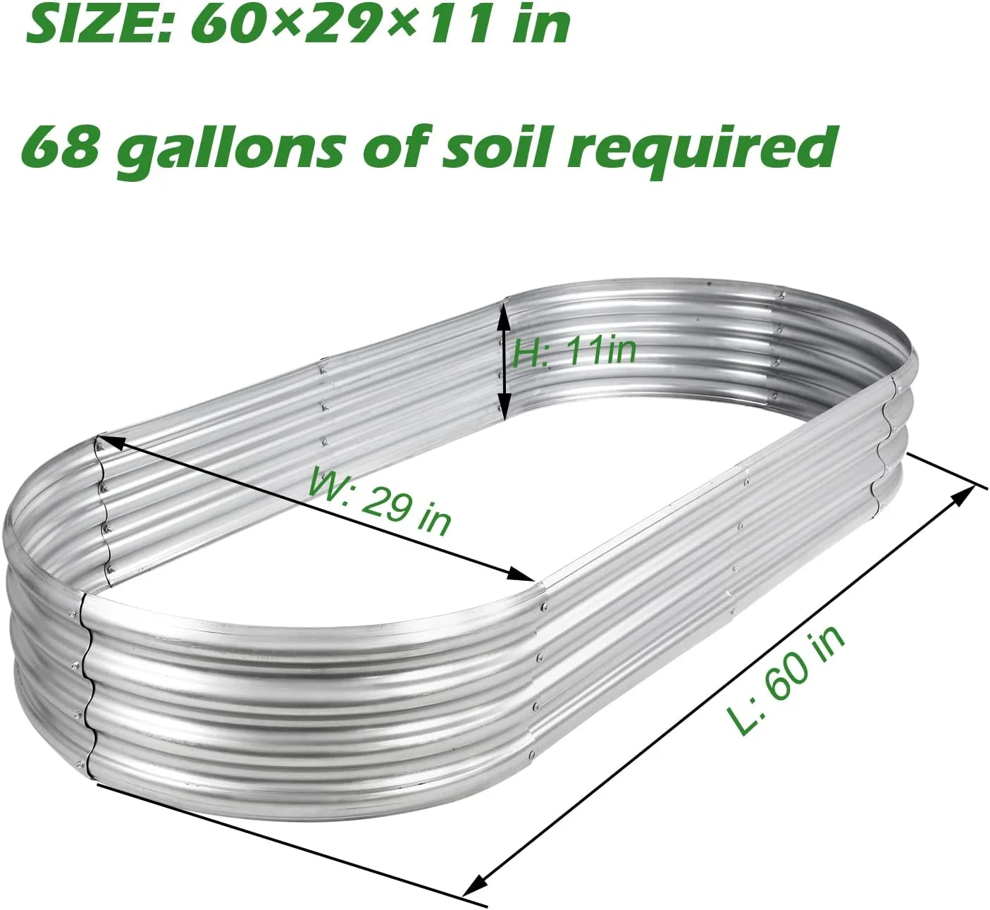 Raised Garden Bed 6.5ft Galvanized Planter Box Outdoor, Rot-Resistant Oval Large Metal Garden Bed Planter for Vegetables Flower Herb - Curated Treasures Market