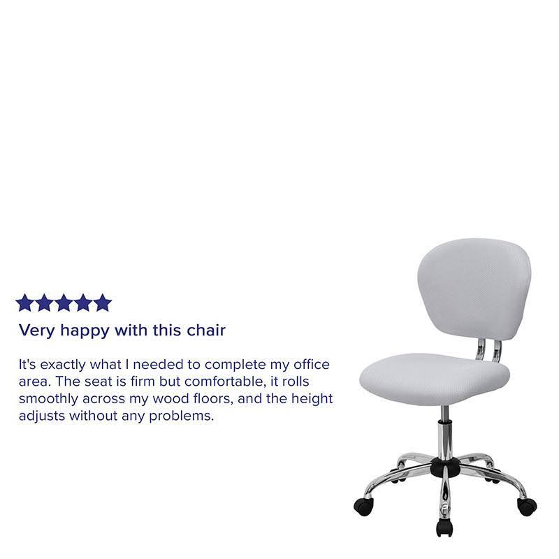 Mid-Back White Mesh Padded Swivel Task Office Chair with Chrome Base