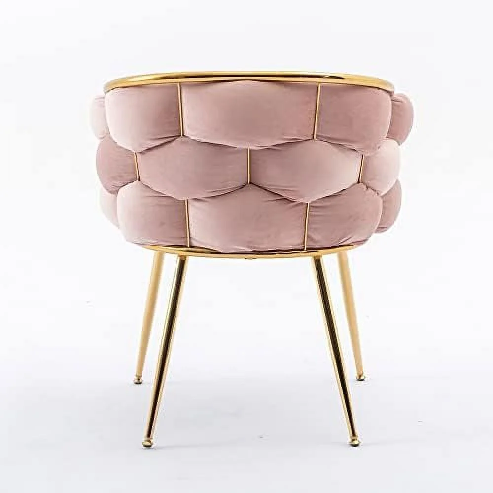 TJUNBOLIFE Velvet Accent Chair with Gold Legs - Stylish Cosmetic Chair for Desk  Living Room  or Bedroom - Silla de Acento or Silla Decorativa ()