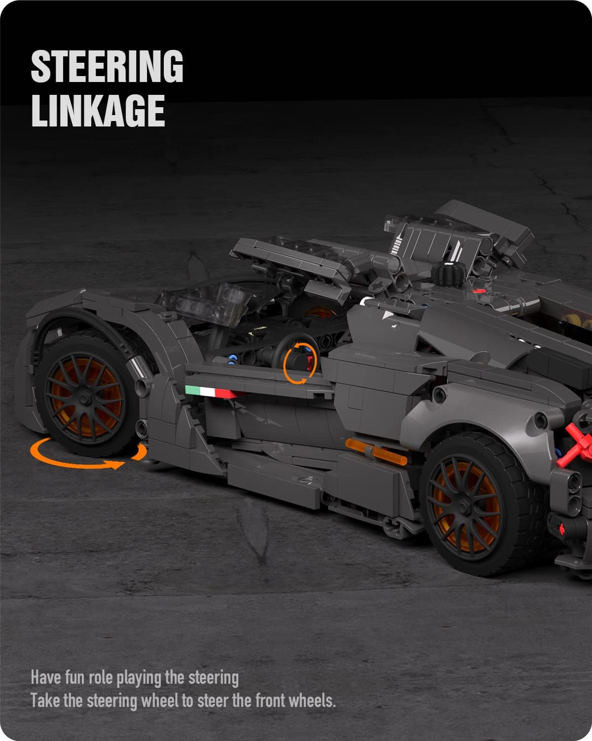 Nifeliz V14 Toy Car Model Building Kit; Build and Display an Authentic Concept Supercar (1,512 Pieces)