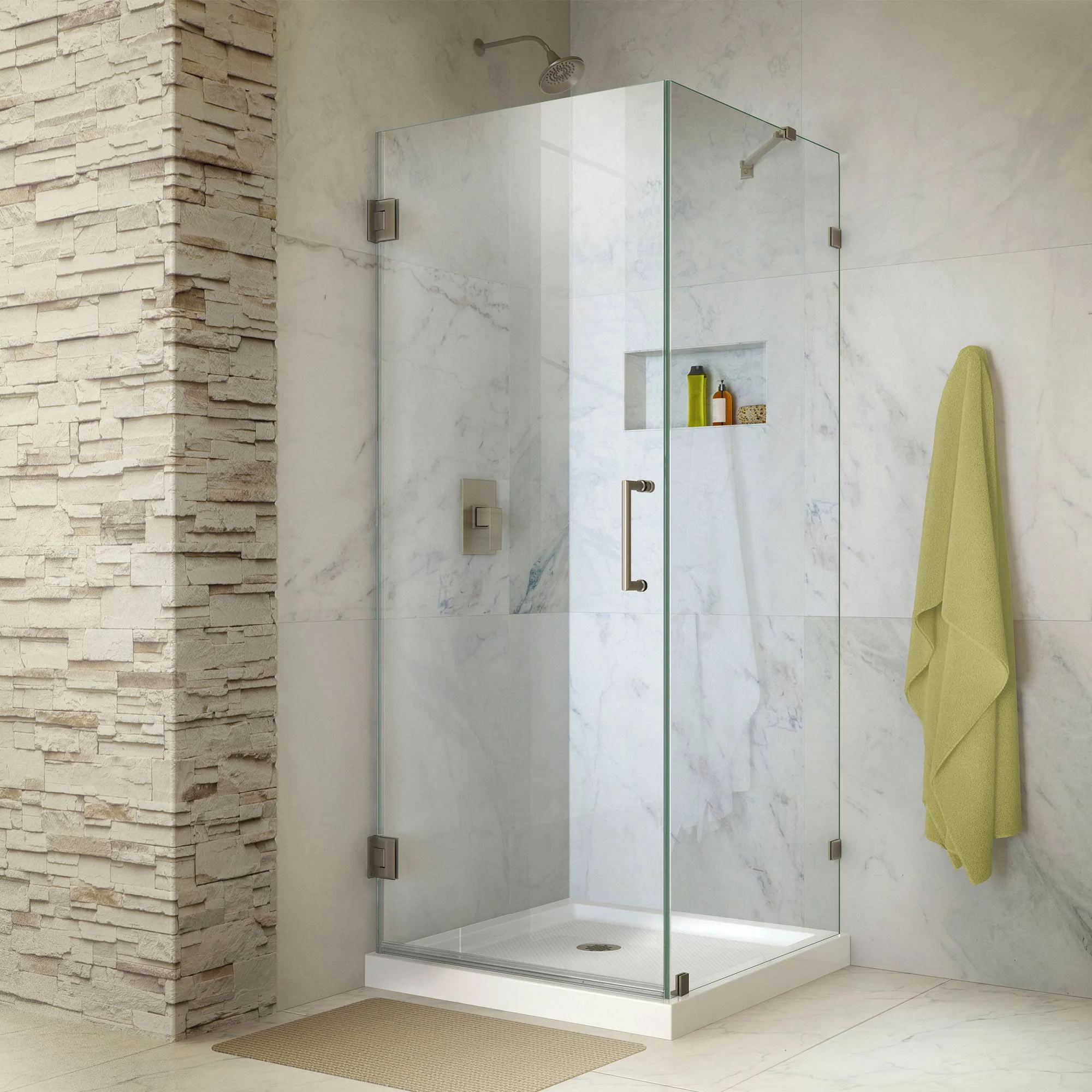 DreamLine SHEN-2330300-04 Unidoor Lux Hinged Shower Enclosure Brushed Nickel