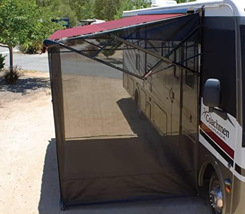 ShadePro - Vista Side Shade - Solar Mesh Sunscreen for RV Awnings - Drop Sun Shade Blocks 85% of Light Without Blocking Your View - Fits Manual and Electric Awnings - 11' Drop - Black