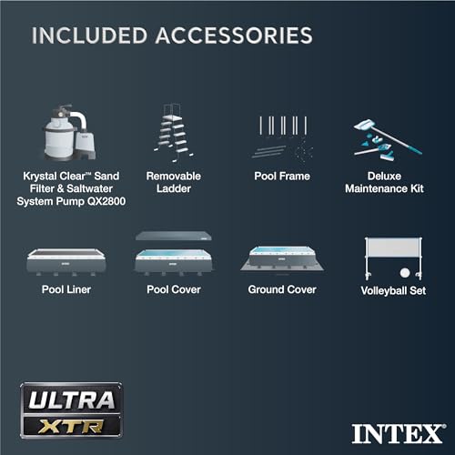 Intex 18' x 9' x 52" Ultra XTR Rectangular Frame Swimming Pool Set with Pump - Above Ground Backyard Large Rectangle Pool with 45-Inch Deep Water