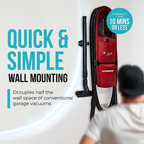 InterVac Garage Vacuum Cleaner for Workshop, 1 Gallon Garage Vacuum Wall Mounted, Stretch Hose Shop Vacuum for RVs, Boats, Cabins and Utility Rooms