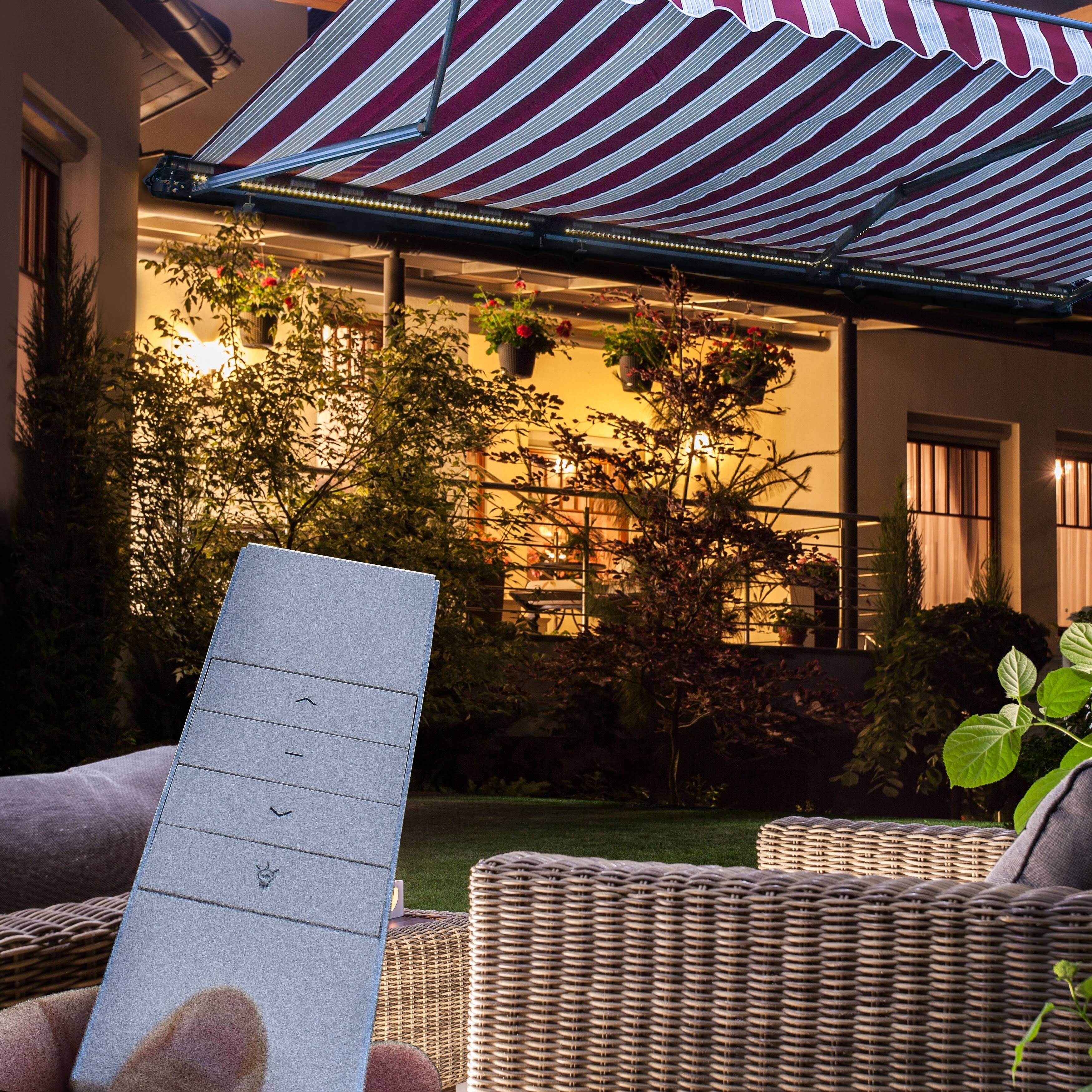 Aleko AWCL12X10GRWT00 Motorized LED Half Cassette Retractable Awning 12 x 10 Feet, Green/White