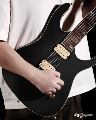 Leo Jaymz Electric Guitar Monsoon Series,Reverse Headstock,Mahogany Body,Roasted Maple Neck,Rosewood Fretboard,Locking Tuners,Rounded End Frets,AlnicoV Pickups,Fixed Bridge (Blue Flame)