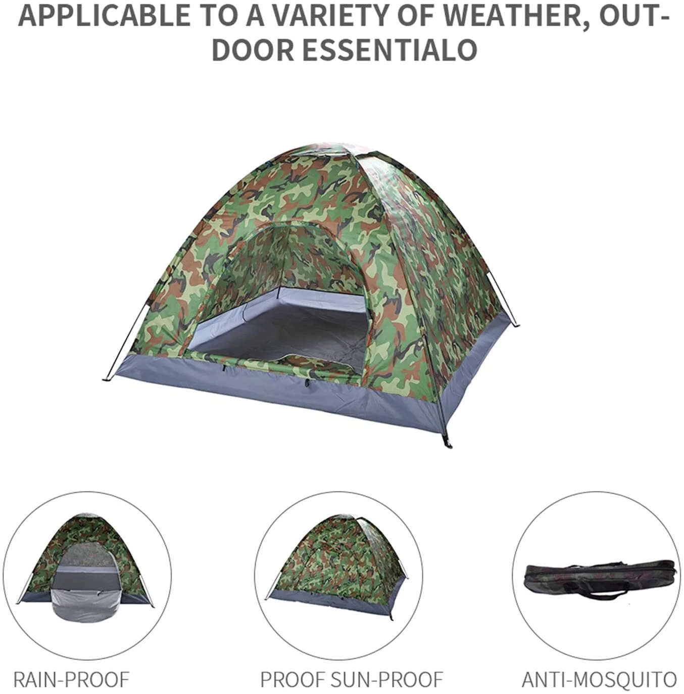 Person Camping Dome Tent Camouflage, Waterproof Camping Tent Withcarry Bag For Hiking Travel Picnic Beach Outdoor, Self-Driving Tour, Camouflage Tents For Camping