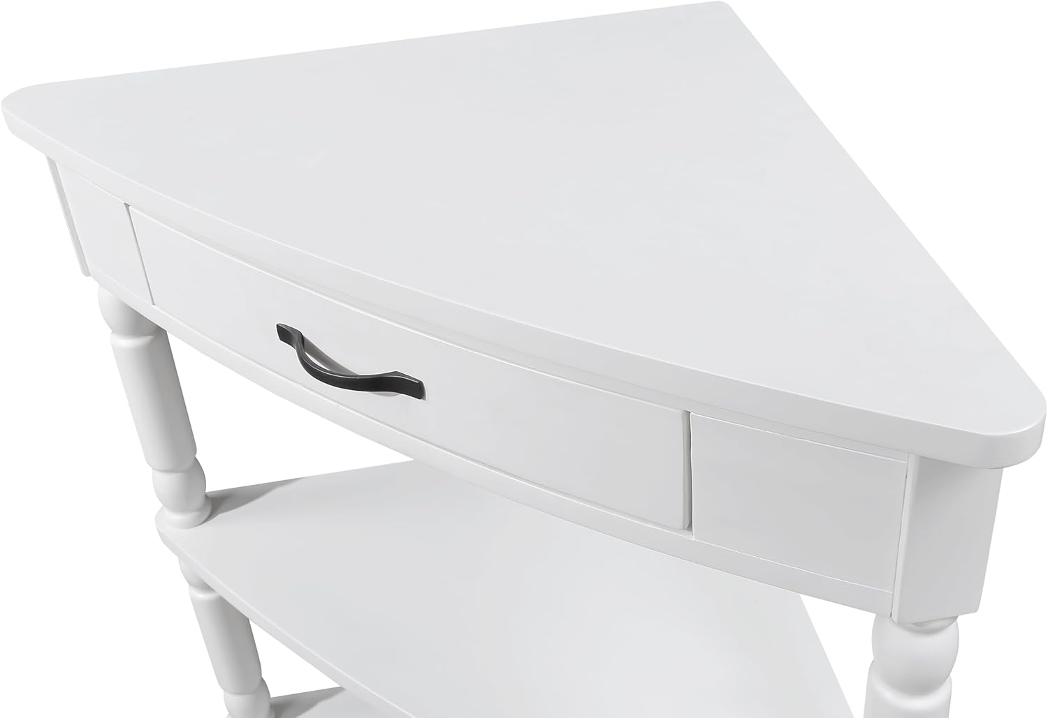White Corner Table Accent Cabinet: Small End Table with Shelves Drawer