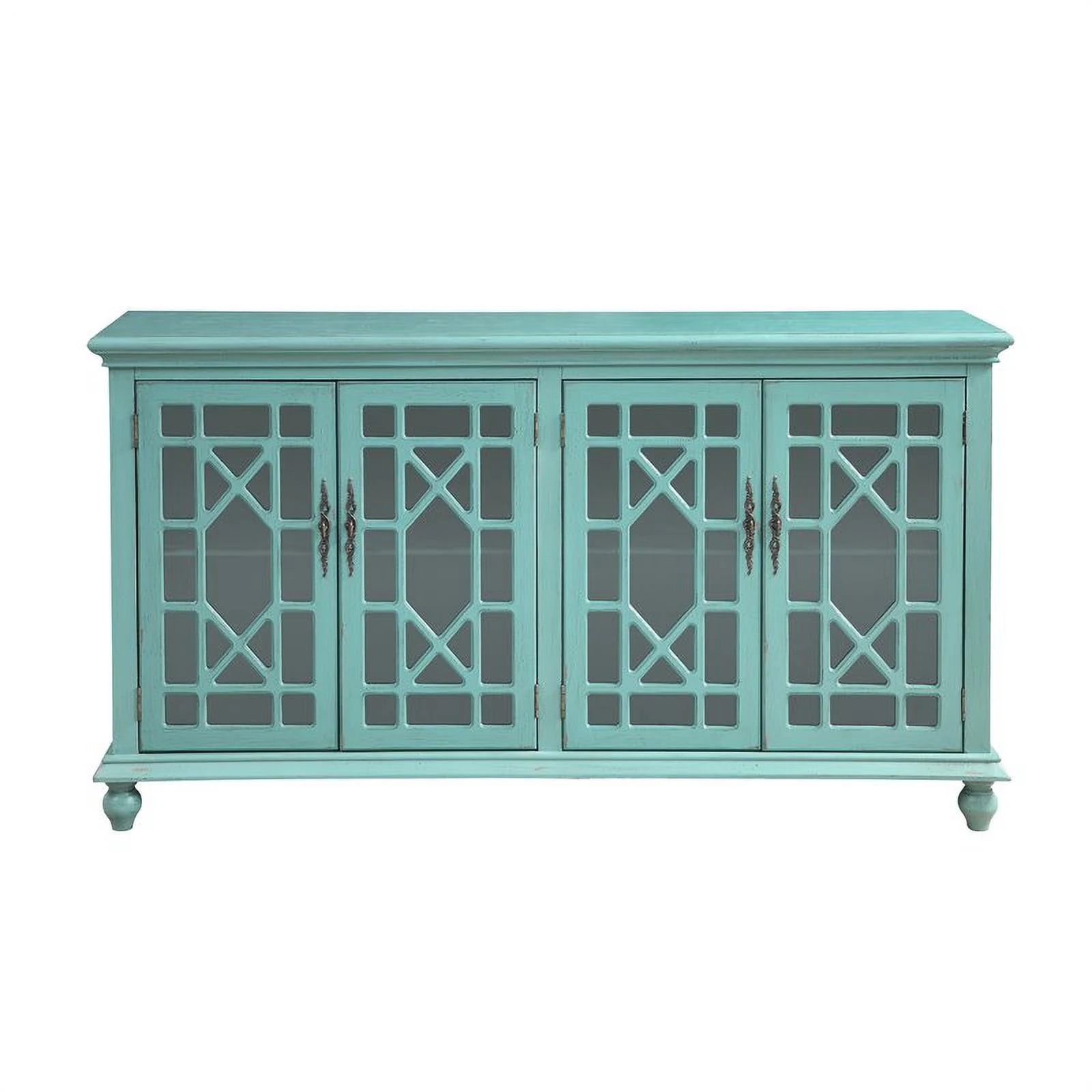 Treasure Trove Bayberry Blue Rub-through Four Door Credenza