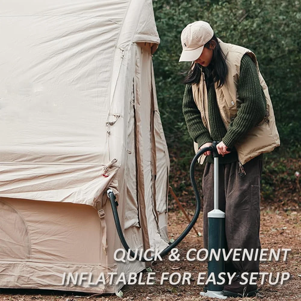 Inflatable Camping Tent with Pump, Easy Setup 4 Season Glamping Tent with High Performance Inflatable Structure, 4-6 Persons Waterproof Windproof Outdoor Self-Supporting Air Tent