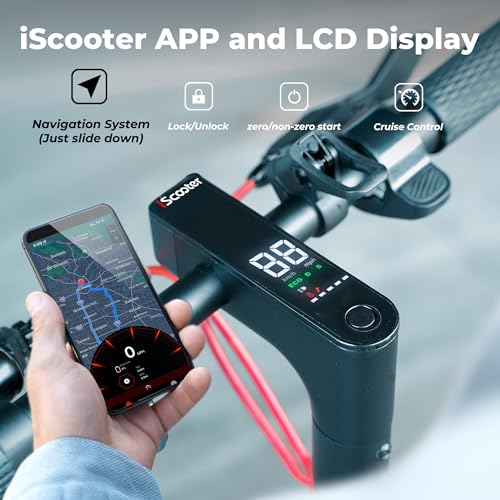 iScooter Electric Scooter for Adults,50/30 Miles Range, 28 MPH Top Speed, 800/750W Motor, 10" Pneumatic Tires, Foldable Dual Shock Absorption Commuting E Scooter with APP & Turn Signals & Storage Bag
