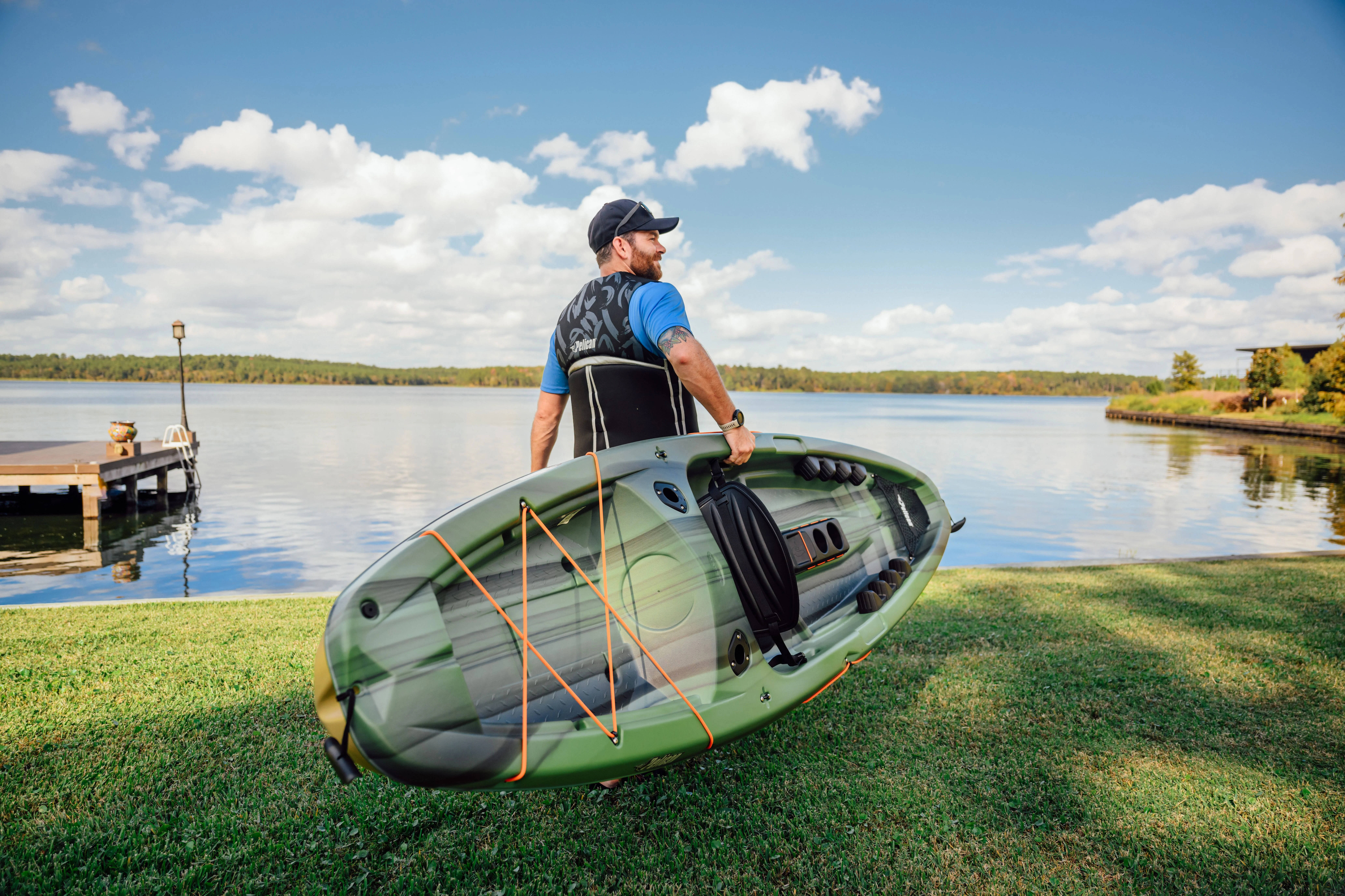 Pelican - Motion 100X - Sit-on-Top - Angler Fishing Kayak - 10 ft - Fade Black Green