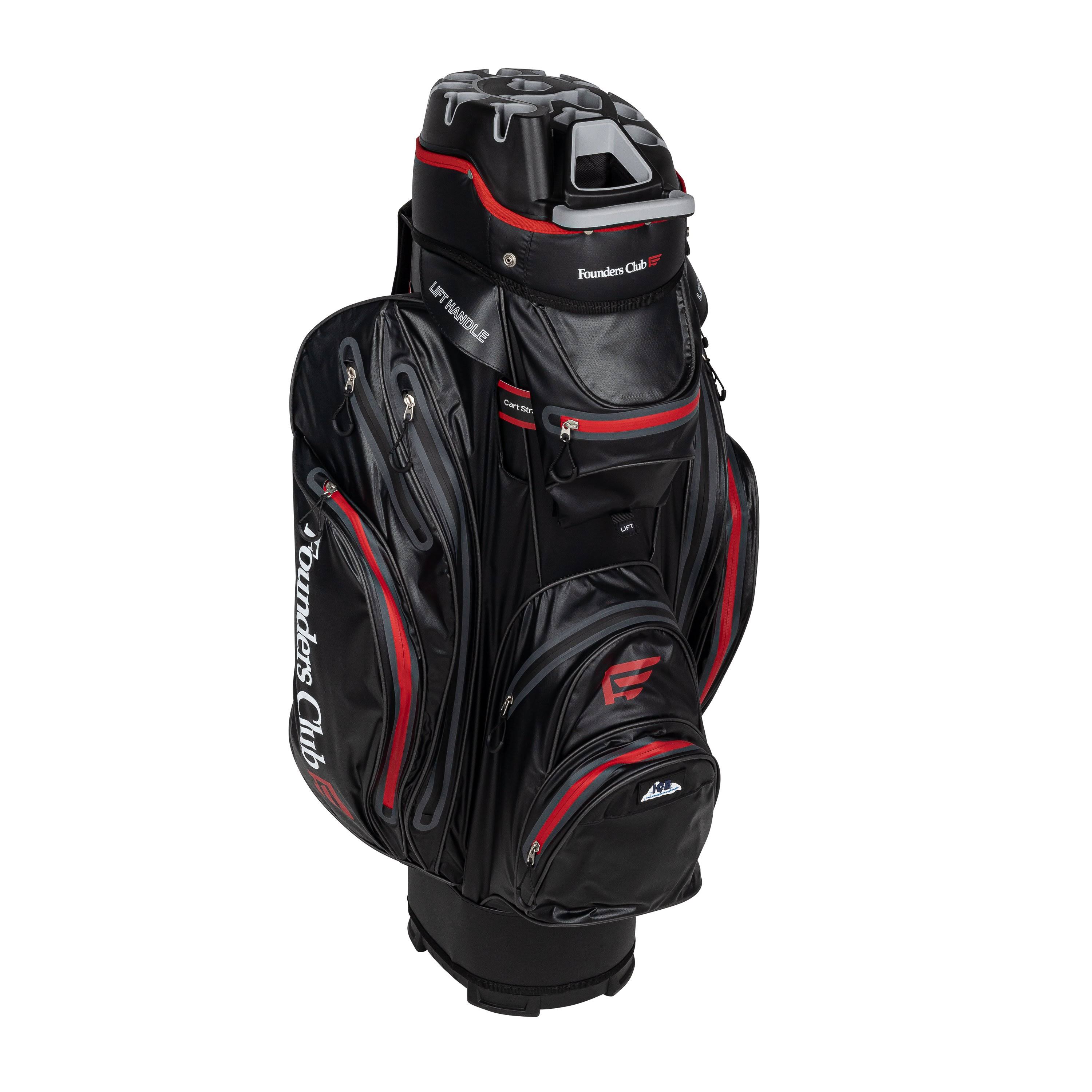 Founders Club Premium 14 Way Cart Bag - Black/Red Waterproof 2024 Best Sellers