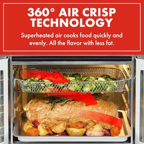 Emeril Lagasse Extra Large French Door Air Fryer Toaster Oven Combo, 24 Cooking Functions and Digital Controls, 7 Accessories Included, Stainless Steel Finish, 26QT Capacity