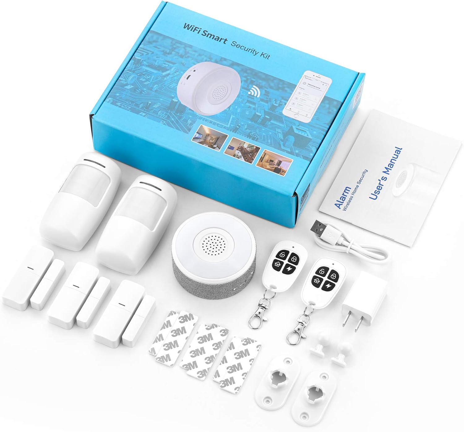 Smart Security System WiFi Alarm System Kit Wireless with APP Push and Calling Alarms DIY No Monthly Fee for Home Apartment Office Store and Business Pack of 2