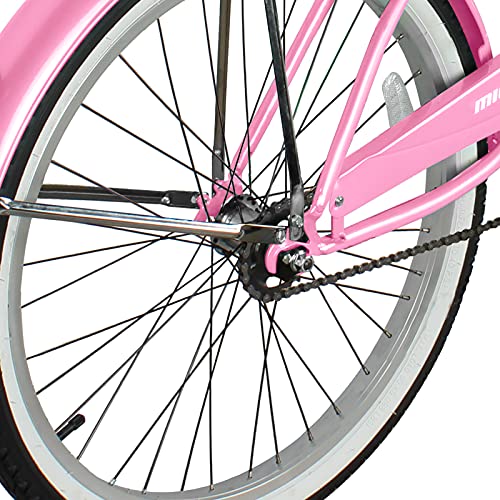 MICARGI 24/26 Inch Adult Cruiser Bicycle Hybrid Bike 1/7 Speeds Commuter Bike for Women, Men, Seniors,Step-Through or Step-Over Bike Steel Frame Multi Colors Style