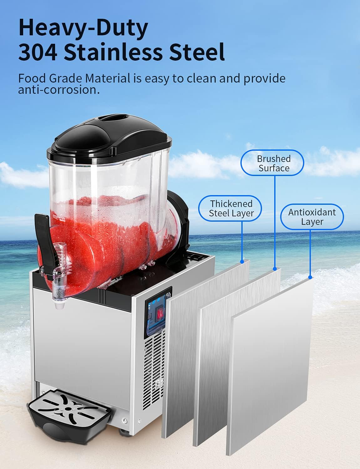 Commercial Slushy Machine for Frozen Drinks,12L 1050W 110V Large Slushie Maker,Margarita Machine,Electric Icey Smoothie Machine for Cocktail Beverage Wine Daiquiri Lemonade etc.