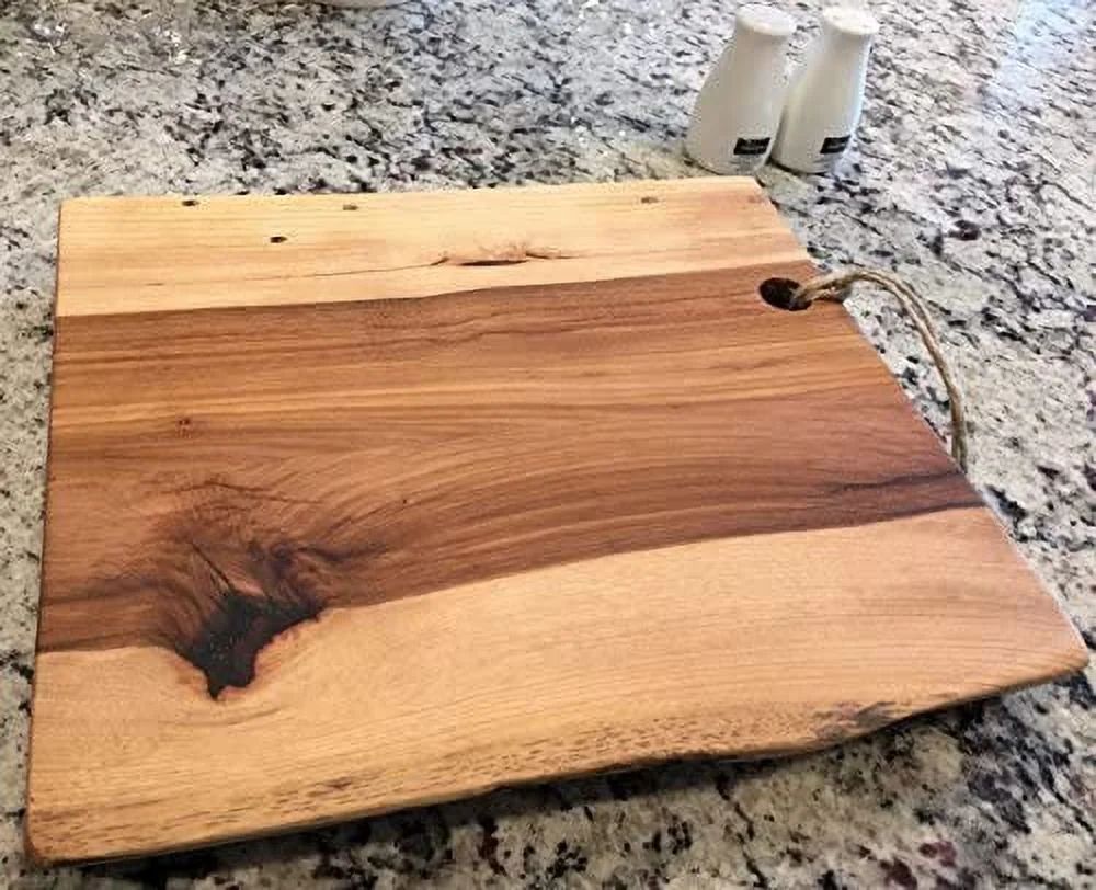 RUNFAYBIU Black Walnut Gorgeous  Unique   Double Live-Edge Wood Charcuterie/Appetizer/Dessert/Grazing/Cheese/Cutting Board 20" x 12.5".