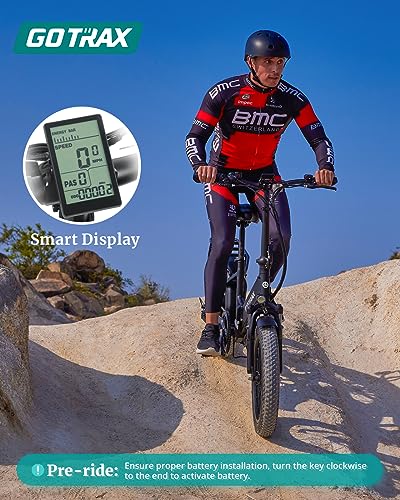 Gotrax 20" Folding Electric Bike with 55 Miles (Pedal-assist1) by 48V Battery, 20Mph Power by 500W, LCD Display and 5 Pedal-Assist Levels, Shimano 7-Speed&Front Suspension for Off-Road Bicycle