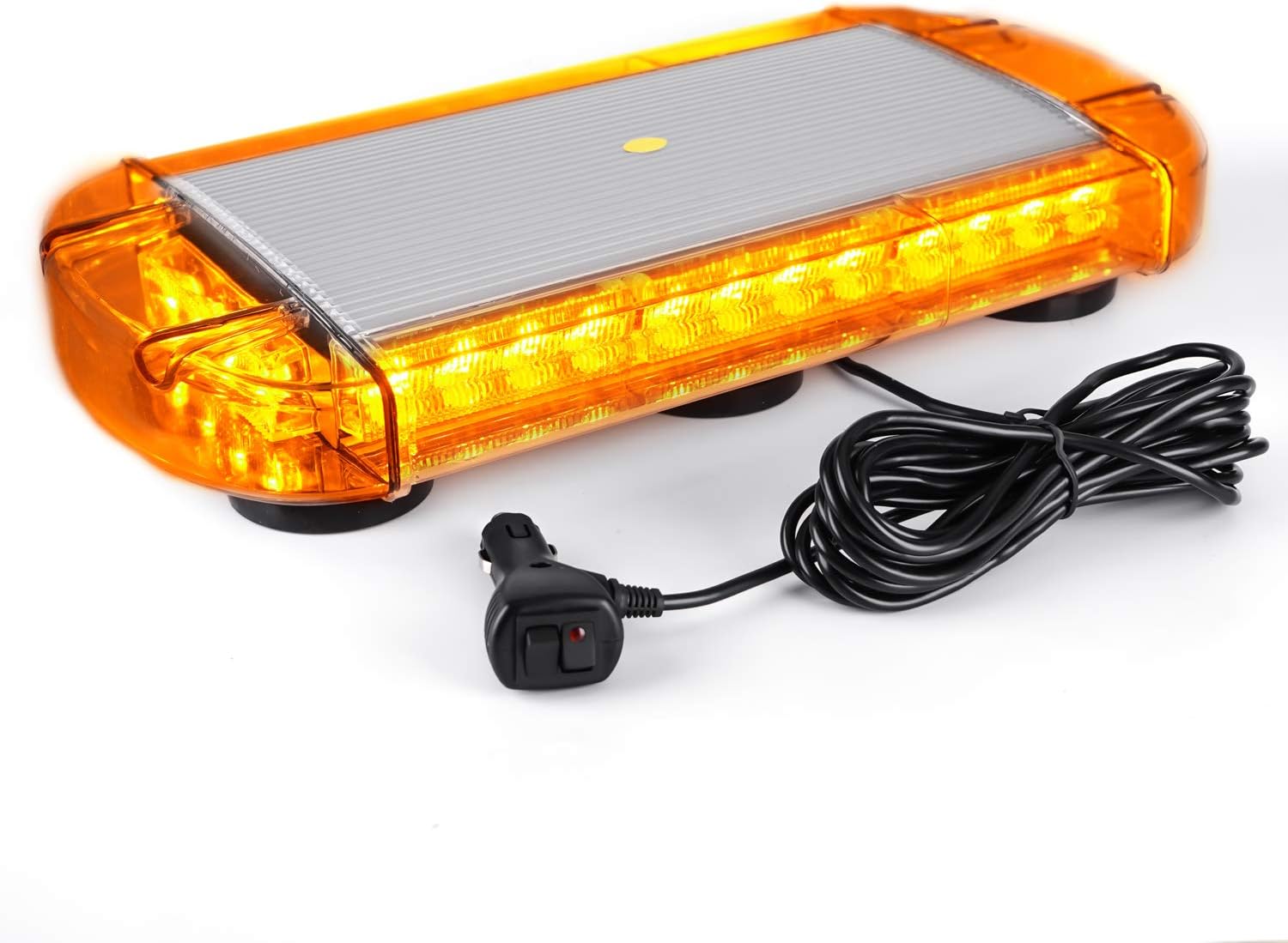VKGAT 17 Inch 32 LED Roof Top Strobe Lights, Emergency Hazard Warning Safety Flashing Strobe Light Bar for Truck Car Vehicle, With Strong Magnet Base (Amber)